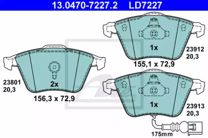 Комплект тормозных колодок (ATE: 13.0470-7227.2)