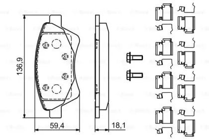 Комплект тормозных колодок (BOSCH: 0 986 494 725)