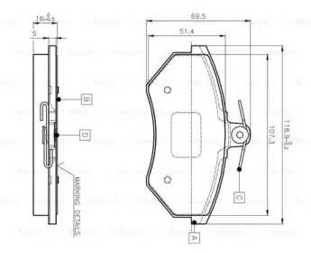 Комплект тормозных колодок (BOSCH: 0 986 TB2 004)