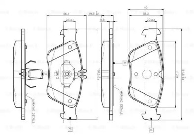 Комплект тормозных колодок (BOSCH: 0 986 TB2 033)