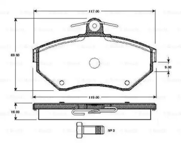 Комплект тормозных колодок (BOSCH: 0 986 TB2 039)