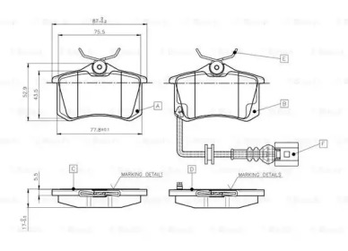 Комплект тормозных колодок (BOSCH: 0 986 TB2 141)