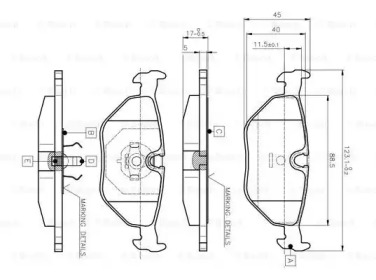 Комплект тормозных колодок (BOSCH: 0 986 TB2 143)