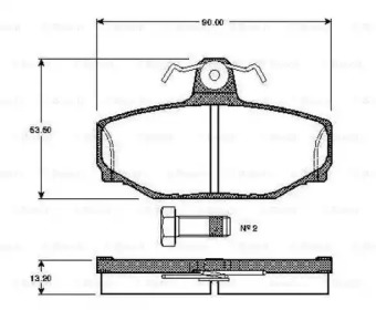 Комплект тормозных колодок (BOSCH: 0 986 TB2 164)