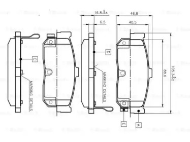 Комплект тормозных колодок (BOSCH: 0 986 TB2 199)