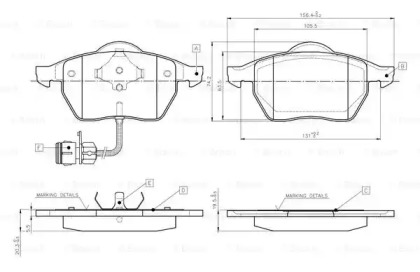 Комплект тормозных колодок (BOSCH: 0 986 TB2 213)