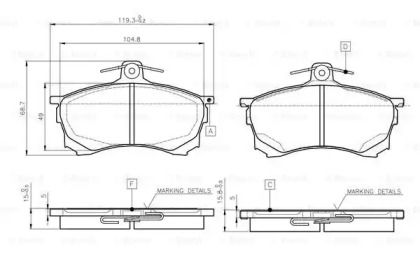 Комплект тормозных колодок (BOSCH: 0 986 TB2 278)