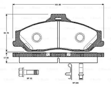 Комплект тормозных колодок (BOSCH: 0 986 TB2 361)