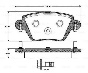 Комплект тормозных колодок (BOSCH: 0 986 TB2 383)