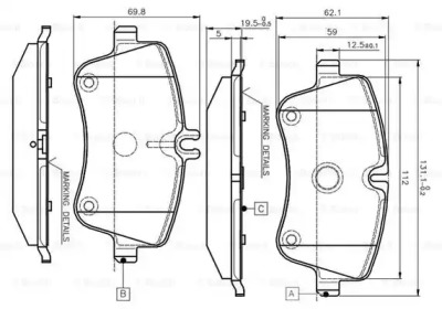 Комплект тормозных колодок (BOSCH: 0 986 TB2 814)