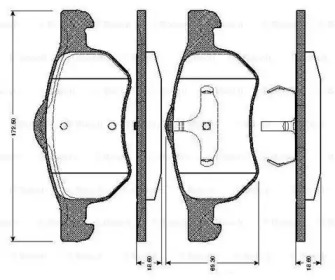 Комплект тормозных колодок (BOSCH: 0 986 TB2 841)