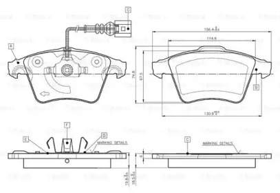 Комплект тормозных колодок (BOSCH: 0 986 TB2 864)