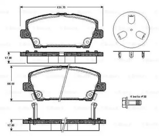 Комплект тормозных колодок (BOSCH: 0 986 TB2 934)