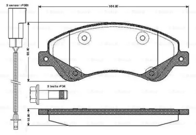 Комплект тормозных колодок (BOSCH: 0 986 TB2 952)