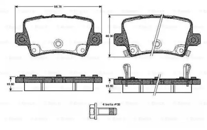 Комплект тормозных колодок (BOSCH: 0 986 TB2 974)