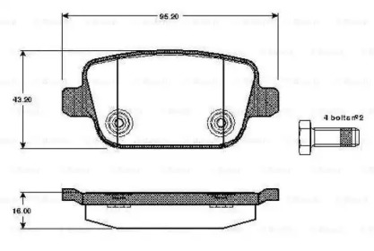 Комплект тормозных колодок (BOSCH: 0 986 TB2 984)