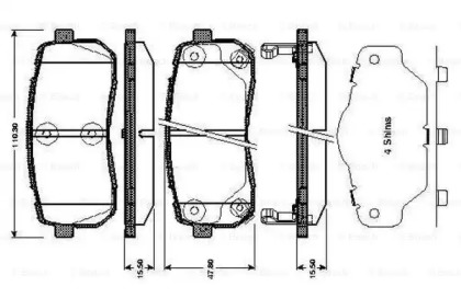 Комплект тормозных колодок (BOSCH: 0 986 TB3 012)