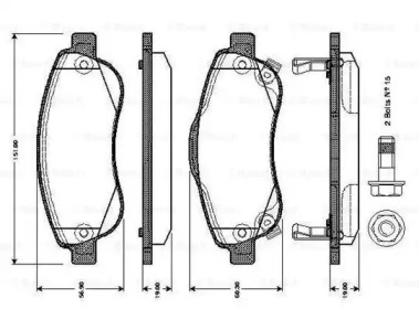 Комплект тормозных колодок (BOSCH: 0 986 TB3 013)