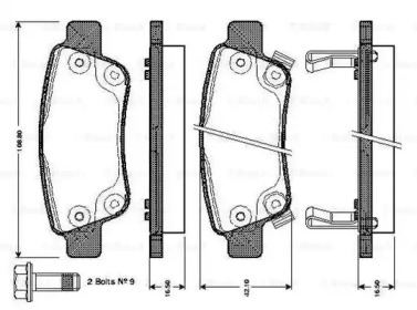 Комплект тормозных колодок (BOSCH: 0 986 TB3 014)