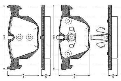 Комплект тормозных колодок (BOSCH: 0 986 TB3 024)