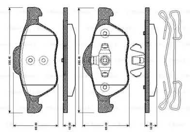 Комплект тормозных колодок (BOSCH: 0 986 TB3 067)