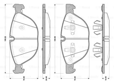 Комплект тормозных колодок (BOSCH: 0 986 TB3 077)