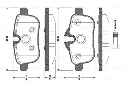 Комплект тормозных колодок (BOSCH: 0 986 TB3 100)