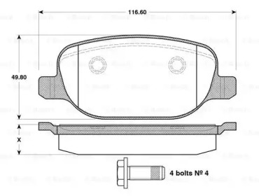 Комплект тормозных колодок (BOSCH: 0 986 TB3 122)