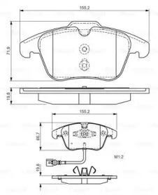 Комплект тормозных колодок (BOSCH: 0 986 TB3 154)