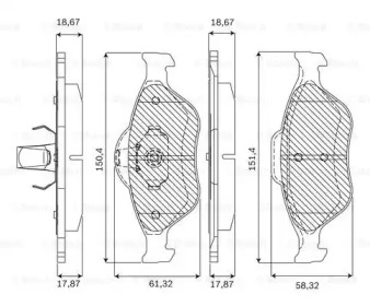 Комплект тормозных колодок (BOSCH: F 03A 050 000)