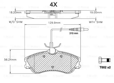 Комплект тормозных колодок (BOSCH: F 03A 150 022)