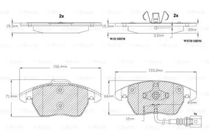 Комплект тормозных колодок (BOSCH: F 03B 150 155)