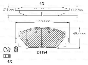 Комплект тормозных колодок (BOSCH: F 03B 150 166)