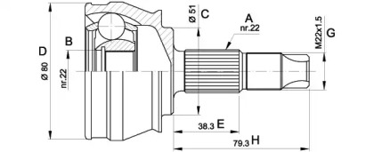 Шарнирный комплект (OPEN PARTS: CVJ5346.10)