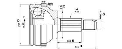 Шарнирный комплект (OPEN PARTS: CVJ5358.10)