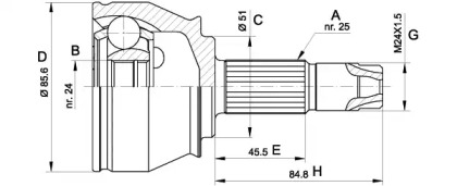 Шарнирный комплект (OPEN PARTS: CVJ5525.10)