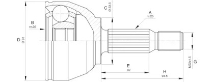 Шарнирный комплект (OPEN PARTS: CVJ5654.10)