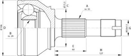 Шарнирный комплект (OPEN PARTS: CVJ5719.10)