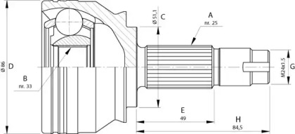 Шарнирный комплект (OPEN PARTS: CVJ5721.10)