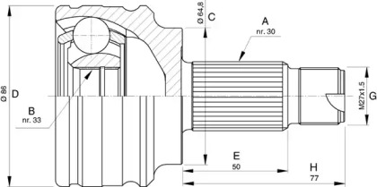 Шарнирный комплект (OPEN PARTS: CVJ5726.10)