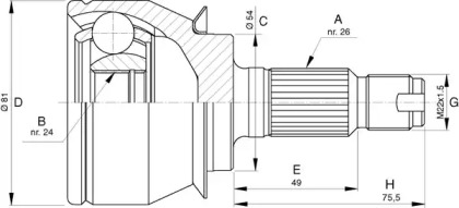 Шарнирный комплект (OPEN PARTS: CVJ5736.10)