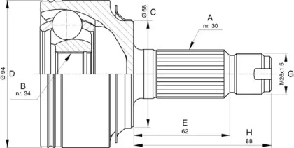 Шарнирный комплект (OPEN PARTS: CVJ5758.10)