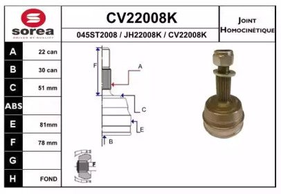 Шарнирный комплект (EAI: CV22008K)