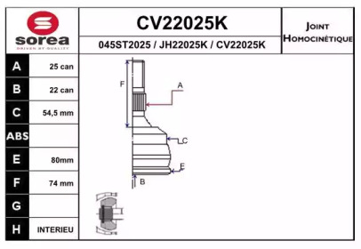 Шарнирный комплект (EAI: CV22025K)