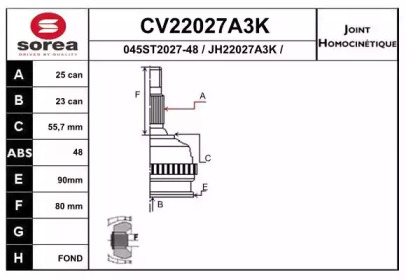 Шарнирный комплект (EAI: CV22027A3K)