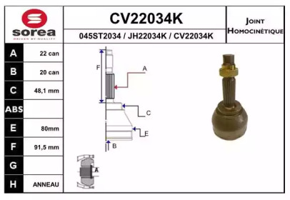 Шарнирный комплект (EAI: CV22034K)