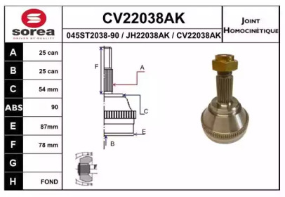 Шарнирный комплект (EAI: CV22038AK)