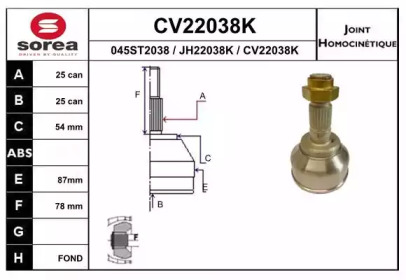 Шарнирный комплект (EAI: CV22038K)