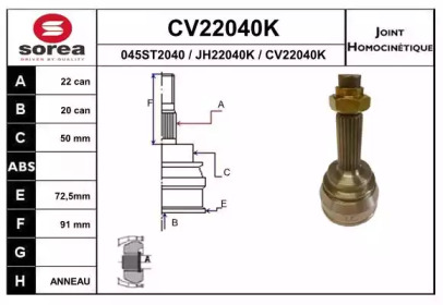 Шарнирный комплект (EAI: CV22040K)