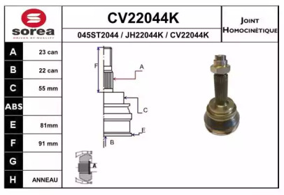 Шарнирный комплект (EAI: CV22044K)